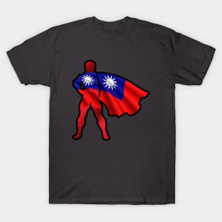 Taiwan Hero Wearing Cape of Taiwanese Flag Representing I Stand with Taiwan T-Shirt